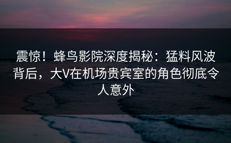 震惊！蜂鸟影院深度揭秘：猛料风波背后，大V在机场贵宾室的角色彻底令人意外
