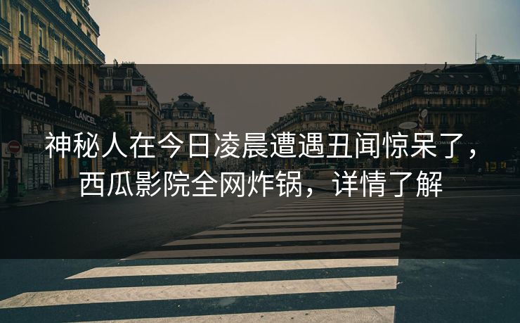 神秘人在今日凌晨遭遇丑闻惊呆了，西瓜影院全网炸锅，详情了解