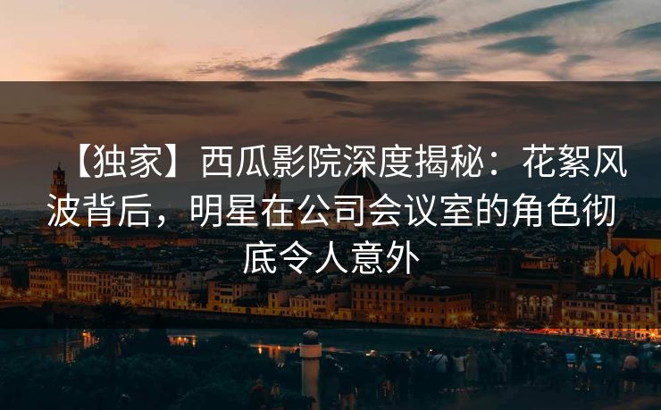 【独家】西瓜影院深度揭秘：花絮风波背后，明星在公司会议室的角色彻底令人意外