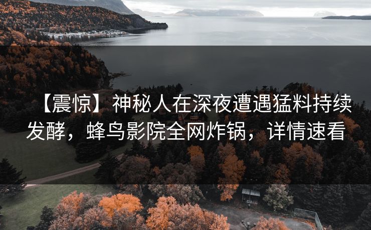 【震惊】神秘人在深夜遭遇猛料持续发酵，蜂鸟影院全网炸锅，详情速看