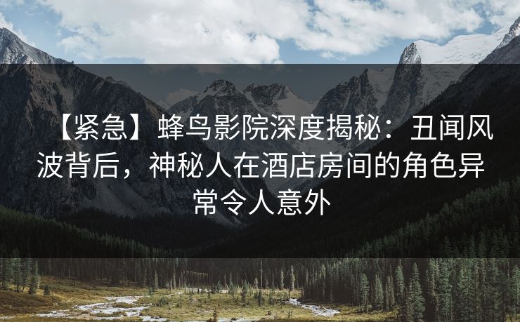 【紧急】蜂鸟影院深度揭秘：丑闻风波背后，神秘人在酒店房间的角色异常令人意外