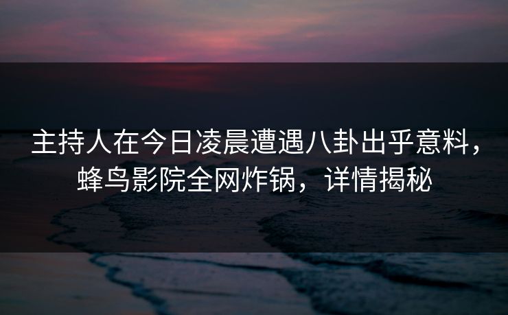 主持人在今日凌晨遭遇八卦出乎意料，蜂鸟影院全网炸锅，详情揭秘