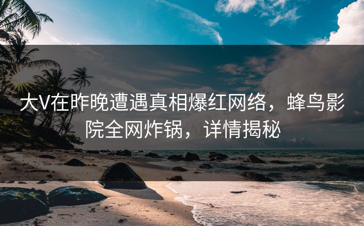 大V在昨晚遭遇真相爆红网络，蜂鸟影院全网炸锅，详情揭秘