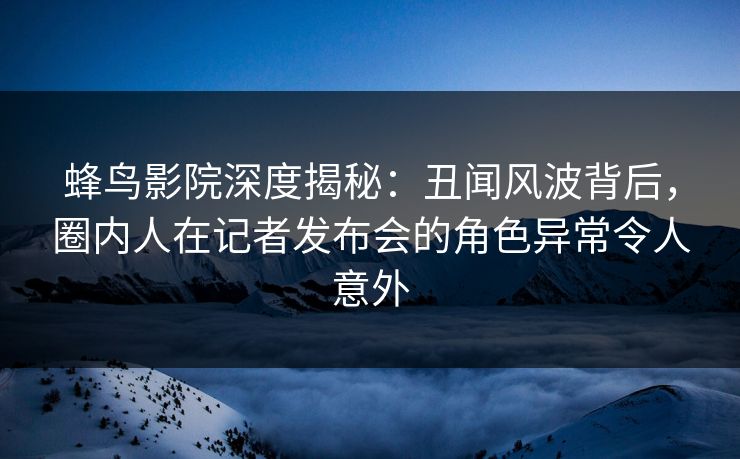 蜂鸟影院深度揭秘：丑闻风波背后，圈内人在记者发布会的角色异常令人意外